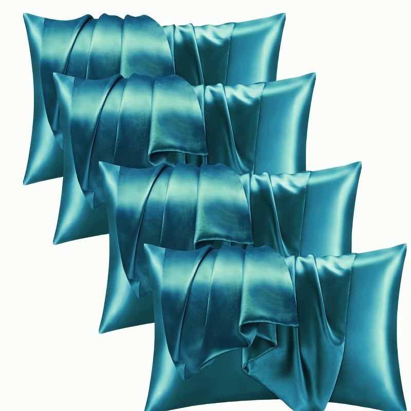 Satin Pillowcase Set of 4 - Silky Pillow Covers for Hair & Skin