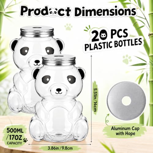 Kids Panda Drink Bottles with Straw - Christmas 20 Pack