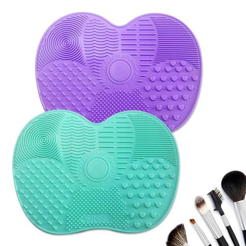 Silicone Makeup Brush Cleaning Mat 2 Pcs with Suction Cup Portable Pad