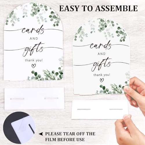 CRASPIRE Arched Cards and Gifts Table Sign 5.9"x7.8" White Acrylic Plaque with Base for Wedding Reception and Anniversary Party Decor