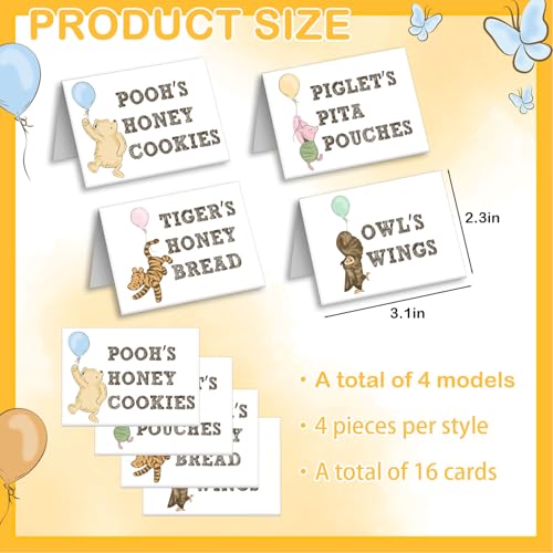 Classic Winnie Baby Shower Food Labels & Table Signs, 12 Pcs