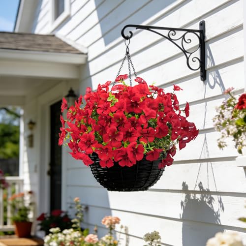 12 Pcs Artificial Silk Geranium Flowers - UV Resistant Red Outdoor Decor