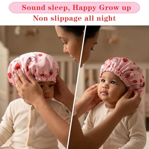 Sibba Baby Satin Sleep Cap Strawberry Soft Silk Hair Bonnet