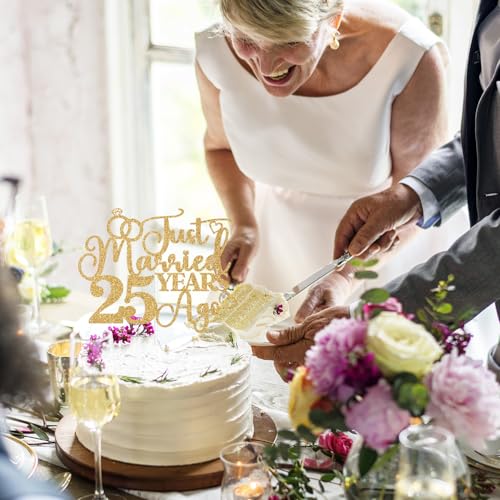 Just Married 25 Years Cake Topper - 25th Anniversary Decoration