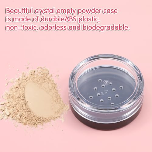 Jxiwfvl 4 PCS Empty Loose Powder Containers 10ml Refillable Travel Makeup Compact with Sifter
