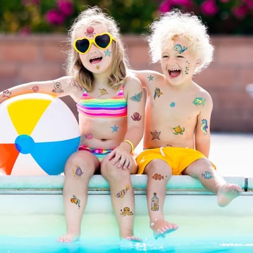 Konsait 120+ Ocean Temporary Tattoos Glitter Under the Sea Party Favors