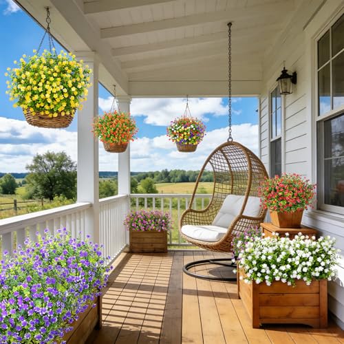 Besteek 24-Bundle Artificial Flowers, UV Resistant Mixed Color Faux Plants
