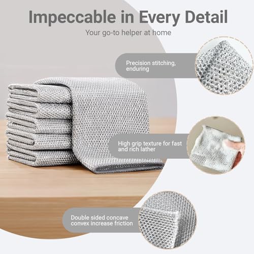 Non-Scratch Wire Dish Cloths - 10PCS Durable Multipurpose Rags