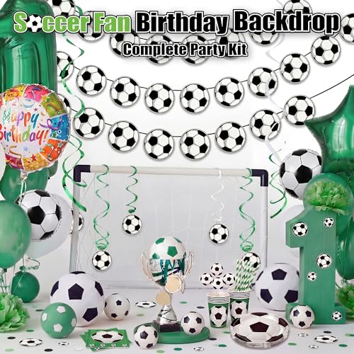 OHOME Black White Soccer Birthday Party Decorations - 24pcs Soccer Banner, Easy Hang, Reusable for World Cup 2026