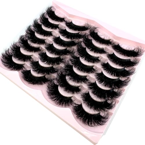 CuvDhe 14 Pairs Fluffy 3D Mink False Eyelashes Natural Long Thick Lashes