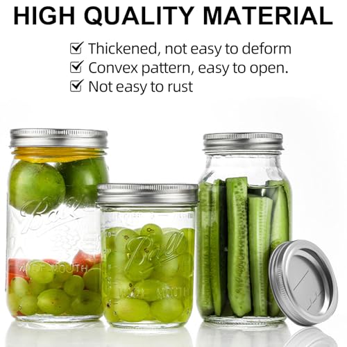Regular Mouth Canning Lids and Rings - 12 Pack Mason Jar Seal Set
