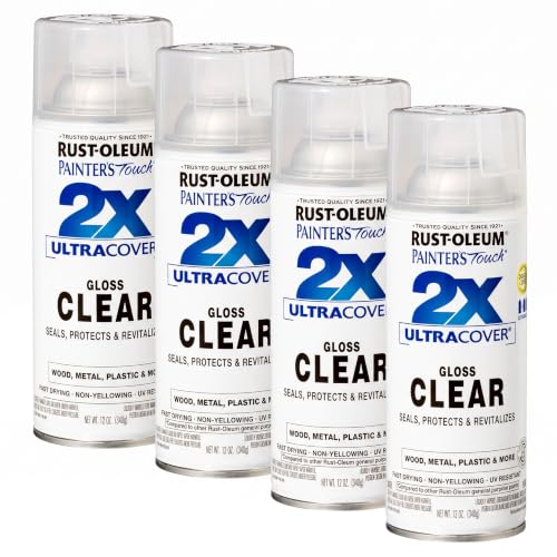 Rust-Oleum 334029 Painter's Touch 2X Ultra Cover Gloss Clear Spray Paint - 12 oz Pack of 4