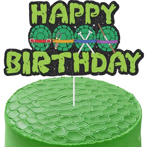 Turtle Cake Topper for Birthday Parties - Glitter Decor