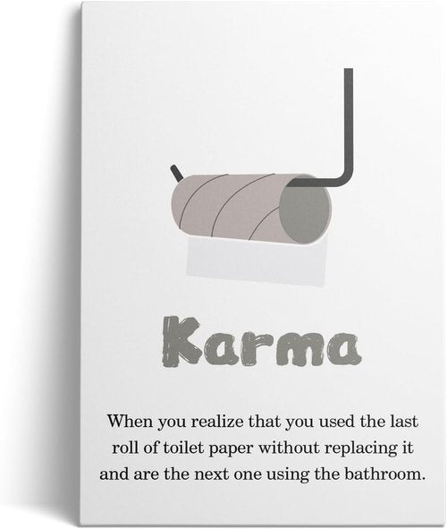 Jumong Bathroom Decor - Wall Art with Toilet Rules | Framed Canvas Sign (12x18 Inches)