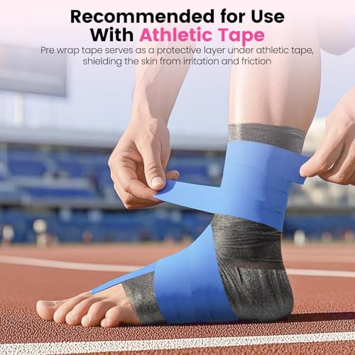 3rd Gen Hot Pink Pre Wrap Athletic, 4 Pack Prewrap Athletic Tape for Hair Soccer, Sports Pre-Wrap Headbands Foam Underwrap Bandage