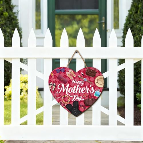 Mother's Day Wooden Welcome Sign, Pink Floral Butterfly Front Door Wreath