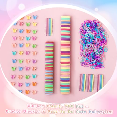 Bessrung 740 Pcs Girls Hair Accessories Set with Storage Jar