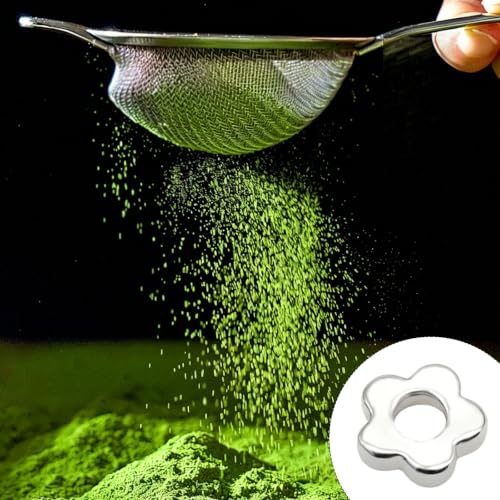 Matcha Sieve 4-Pack Flower-Shaped Stainless Steel Fine Mesh Sifters for Tea & Baking