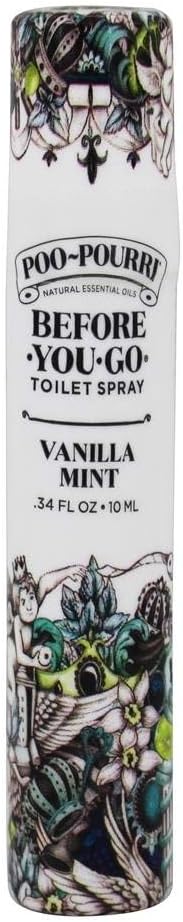 Poo-Pourri Vanilla Mint Toilet Spray | 10ml Odor Trap with Plant-Based Ingredients & Essential Oils