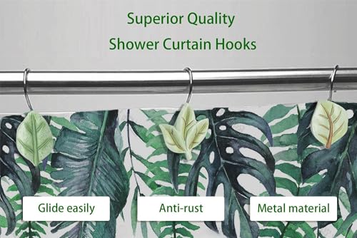 12pcs Leaf Shower Curtain Hooks - Rust Proof & Heavy Duty
