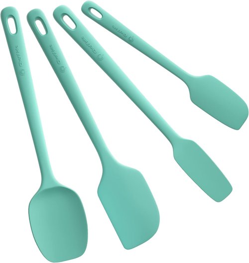 ChefAide Silicone Spatula Set - 4 Pieces, Ergonomic Grip, Heat Resistant Up to 600°F for Nonstick Cookware