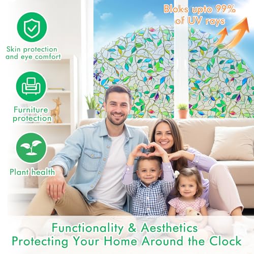 Ivy Green Window Privacy Film 17.5x78.5 | Heat Blocking & UV Protection