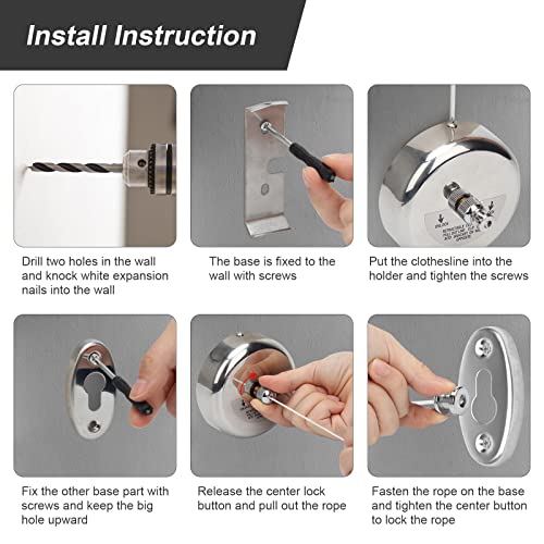 Stainless Steel Retractable Clothesline Indoor & Outdoor Laundry Line