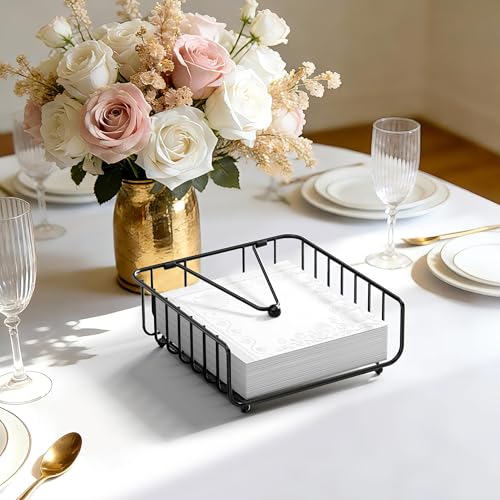 Black Napkin Holder with Weighted Arm for Luncheon & Dinner Use