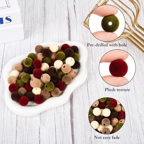 Christmas Velvet Bead Set - 60pcs 16mm Holiday Ornament Craft Supplies