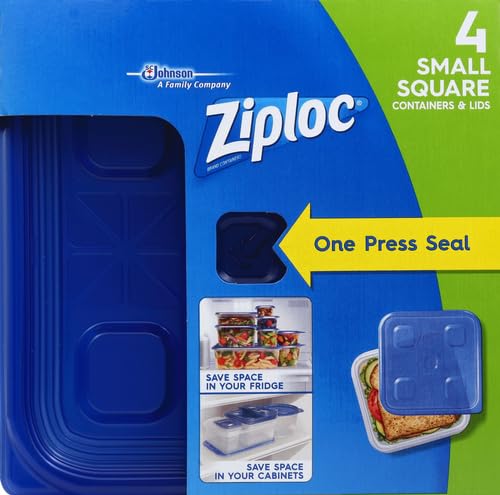 Ziploc Square Food Storage Containers Reusable 4 Count with Snap Lid Tech