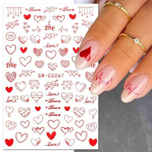 Valentine's Day Love Heart Nail Art Stickers 3D Self-Adhesive Decals