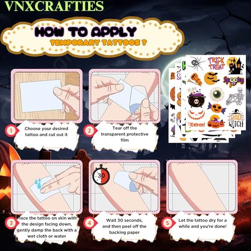 Halloween Temporary Tattoos 120+ Spooky Party Favors & Trick-or-Treat Bag Stuffers