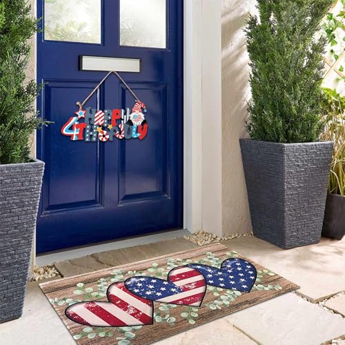 Patriotic Stars & Stripes Eucalyptus Doormat - Independence Day 17x30 Inch