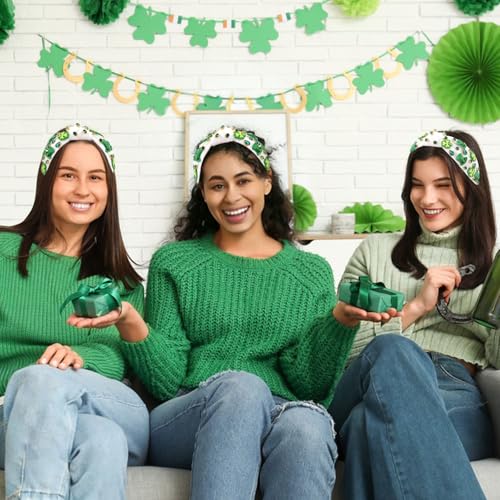 St. Patrick's Day Knotted Headband with Shamrock Rhinestones