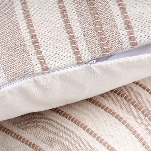 Boho Pillow Covers Set of 2 - Khaki 20x20 Decorative Throw Pillows