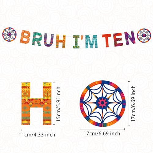 Bruh I'm Ten Banner - Colorful 10th Birthday Party Decoration