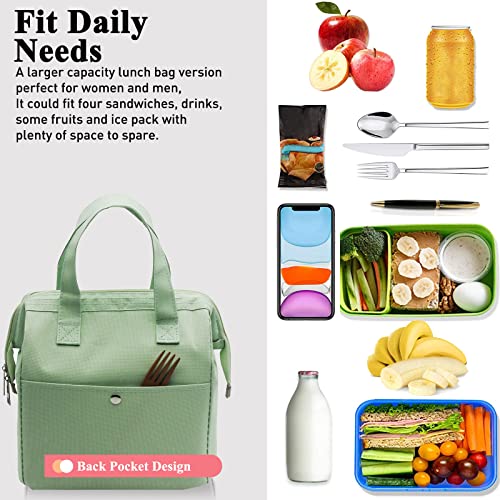 Insulated Lunch Bag for Women & Men - Stylish Green Bento Tote