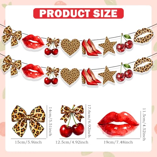 Cherry & Cheetah Print Banner - 2Pcs Party Decorations