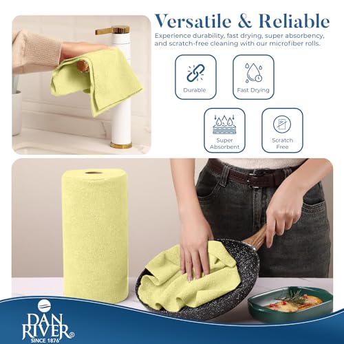 DAN RIVER Microfiber Cleaning Cloths - 30 Pack, 12x12 Inch Lint-Free Towels for Home & Car Cleaning