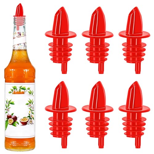 6-Pack Plastic Liquor Pourers - Precision Spouts for Syrups & Drinks