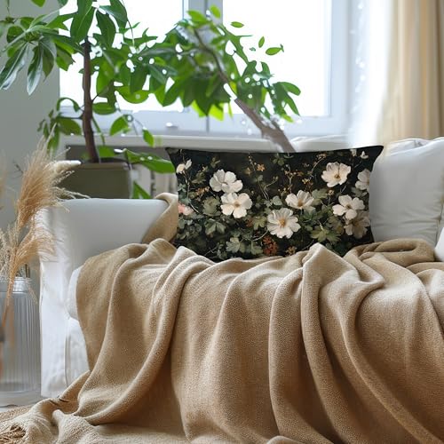 Victorian Floral Pillow Cover 20x12 - Cozy Rustic Decor