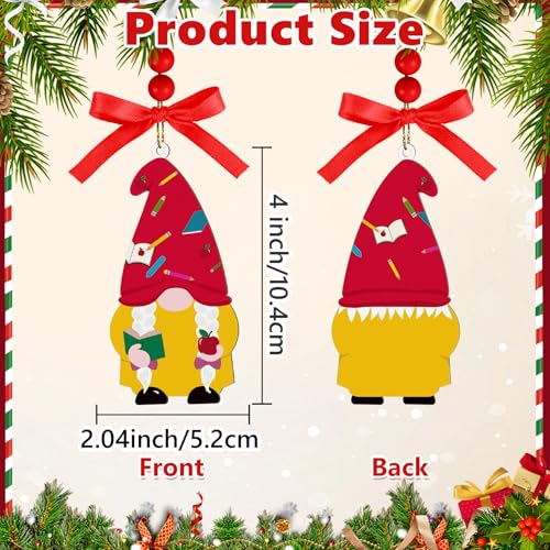 AKAIXI Christmas Gnome Teacher Wood Hanging Ornament for Tree Decor