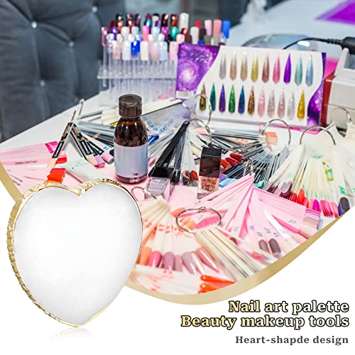 KALIONE Heart Resin Nail Art Palette with Gold Edge Mixing Board