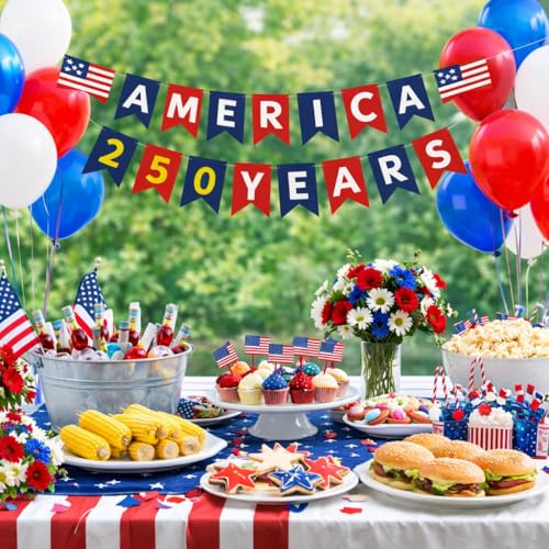 America 250th Anniversary Banner - Patriotic 4th of July Decor