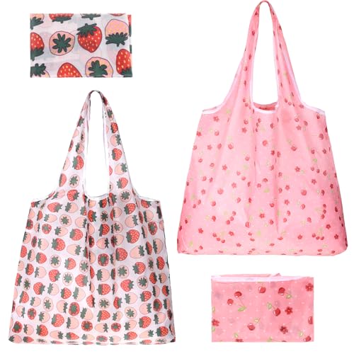 YBEATY 2 Pcs Extra Large Foldable Reusable Shopping Bags, Waterproof Totes