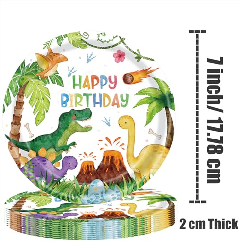 Dinosaur Party Plates and Napkins Set - 40 Pieces Kids Birthday Supplies