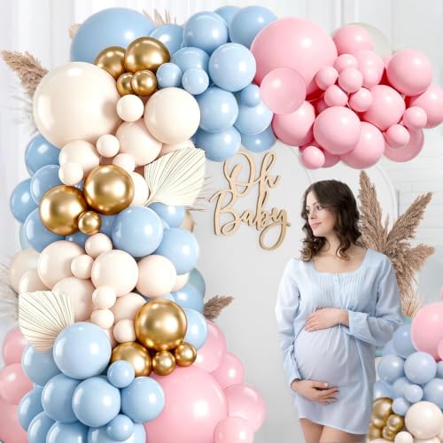 Gender Reveal Balloon Arch Kit - Blue Pink Gold 134pcs