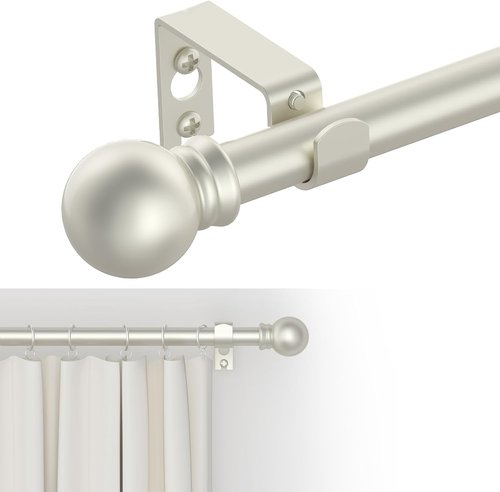 GXOACKJ Heavy-Duty Metal Curtain Rod Set - Decorative Nickel Finish | 28-78 Inch with Brackets