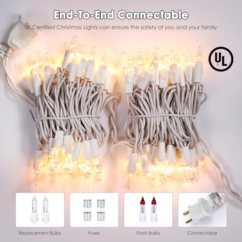 Meteds Warm White Christmas Lights 150 Count 32Ft Connectable String Set