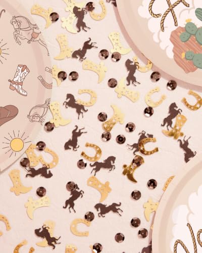 xo, Fetti Gold Western Confetti - 200pc Cowgirl Rodeo Party Table Decor